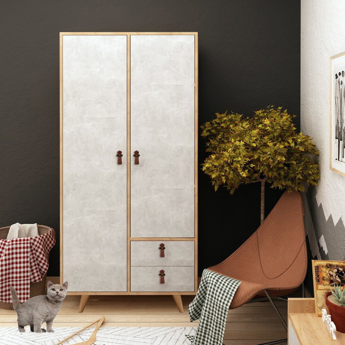 Hanah Home Armario Suwon Roble y Gris